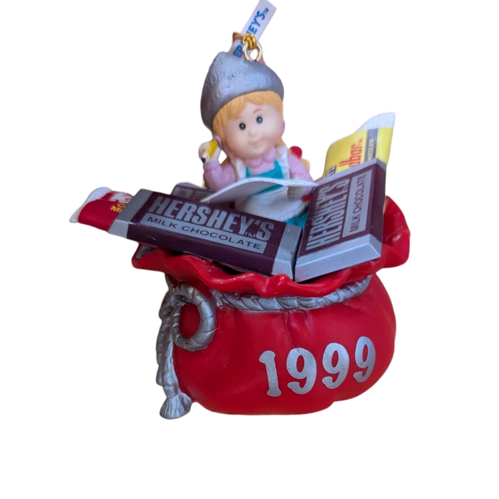 Vintage 1999 Hershey's Christmas Ornament Santa's Checklist *Rare* 90s, Y2K